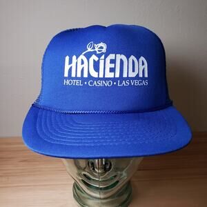 Vintage One Size Hacienda Hotel Casino Las Vegas Snapback Trucker Hat Royal Blue
